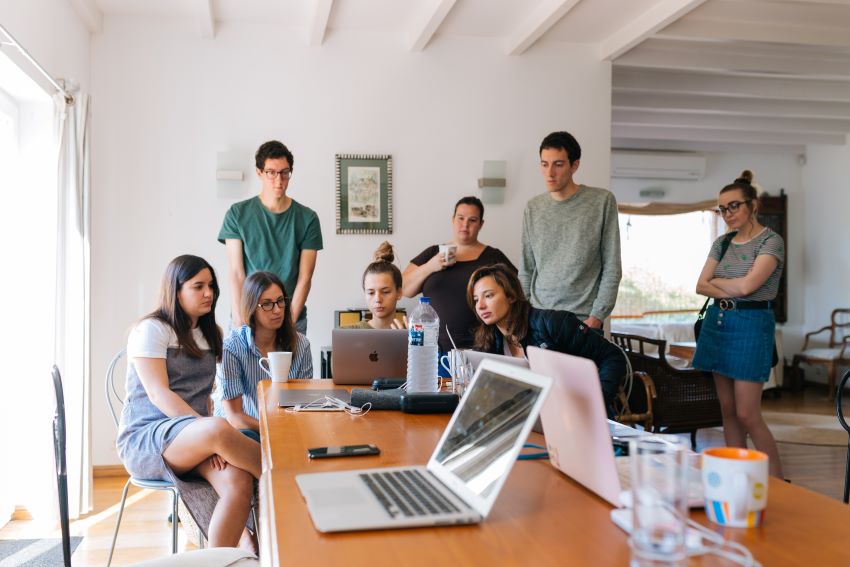 team discussion in an office