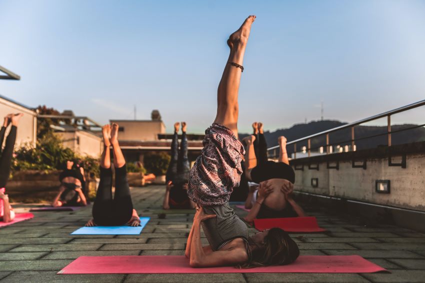 yoga class outdoors