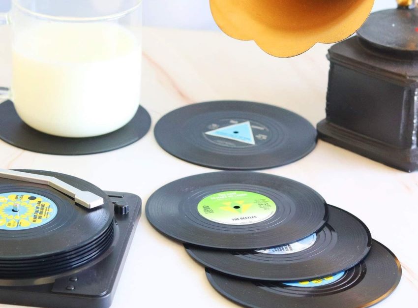 retro record coasters