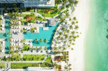 aerial view of the pools and beach at Garza Blanca Cancun