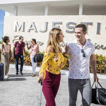 group of colleagues outside Majestic Elegance Costa Mujeres