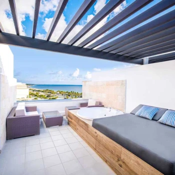 terrace of suite with ocean views and private jacuzzi at Majestic Elegance Costa Mujeres