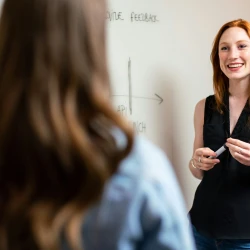 two women in a meeting