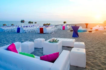 beach event setup at Marriott Puerto Vallarta