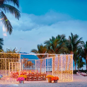 beach event setup at Marriott Puerto Vallarta