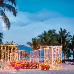 beach event setup at Marriott Puerto Vallarta
