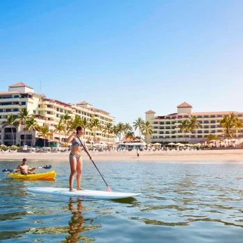 paddle boarding at Marriott Puerto Vallarta