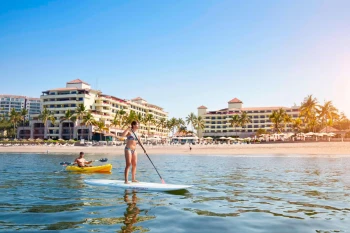 paddle boarding at Marriott Puerto Vallarta