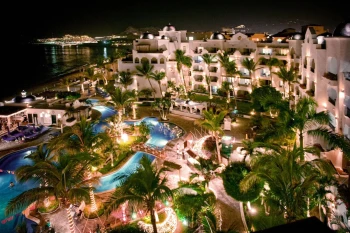 aerial view of pueblo bonito los cabos at night
