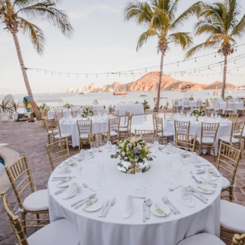 event setup at the sea of cortez terrace at pueblo bonito los cabos