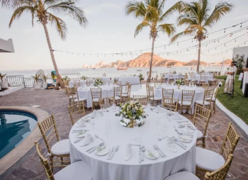 event setup at the sea of cortez terrace at pueblo bonito los cabos