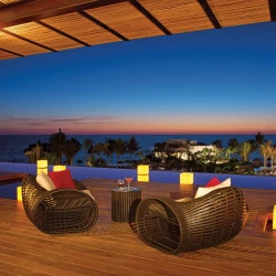 lobby terrace during sunset at Secrets Vallarta Bay