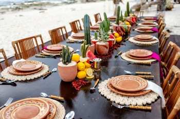Beachfront Reef venue team lunch setup at The Beachfront by The Fives