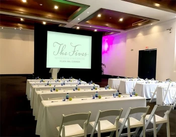 ballroom setup for a corporate event at The Fives Beach Hotel and Residences